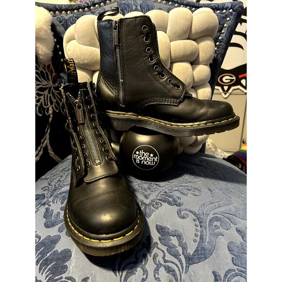 Dr Martens Black Sinclair Front Zip Lace Up Size 8/EU 39 - Picture 1 of 7